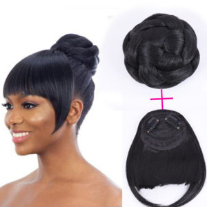Frange de cheveux noirs à clips. Perruque pour femmes