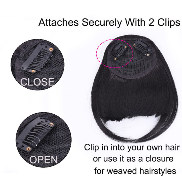 Frange de cheveux noirs à clips. Perruque pour femmes – Image 2