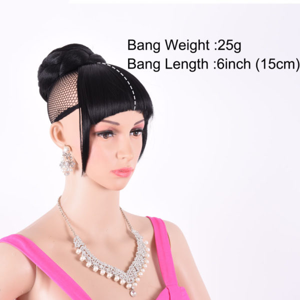 Frange de cheveux noirs à clips. Perruque pour femmes – Image 4