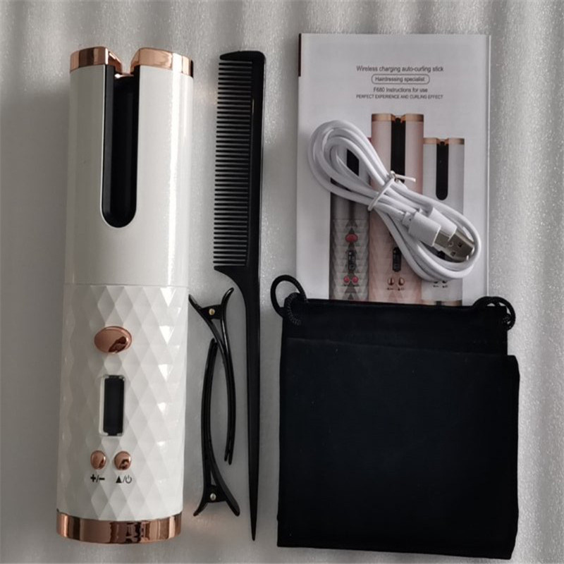 Fer à friser automatique sans fil avec écran LCD. Fer à boucler rechargeable. USB – Image 2