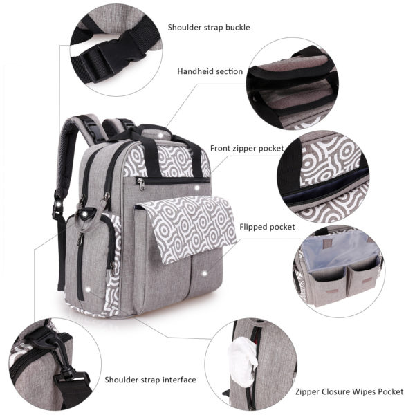 Sac à langer multifonctionnel grande capacité. Sac à couches pour maman et bébé – Image 4