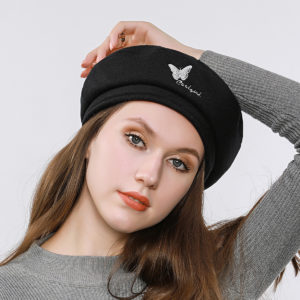 Béret brodé papillon pour femmes automne et hiver