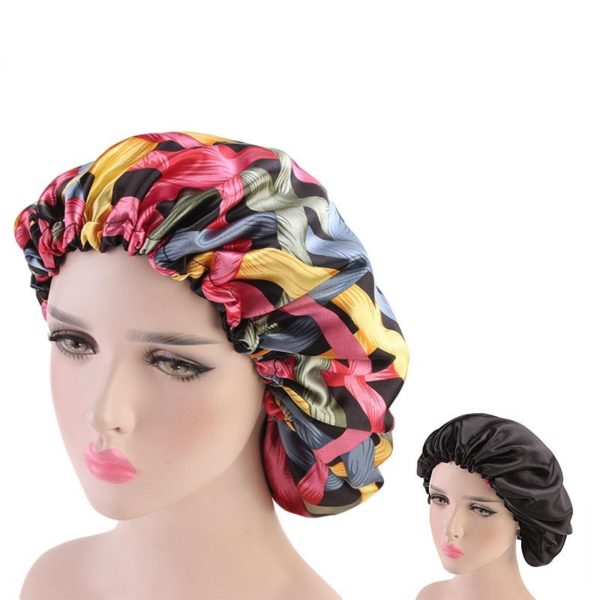 Bonnet de sommeil en satin double dentelles. Bonnet de couchage. Bonnet de nuit en satin pour femmes – Image 6