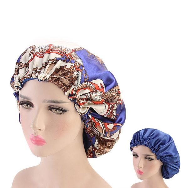 Bonnet de sommeil en satin double dentelles. Bonnet de couchage. Bonnet de nuit en satin pour femmes – Image 3