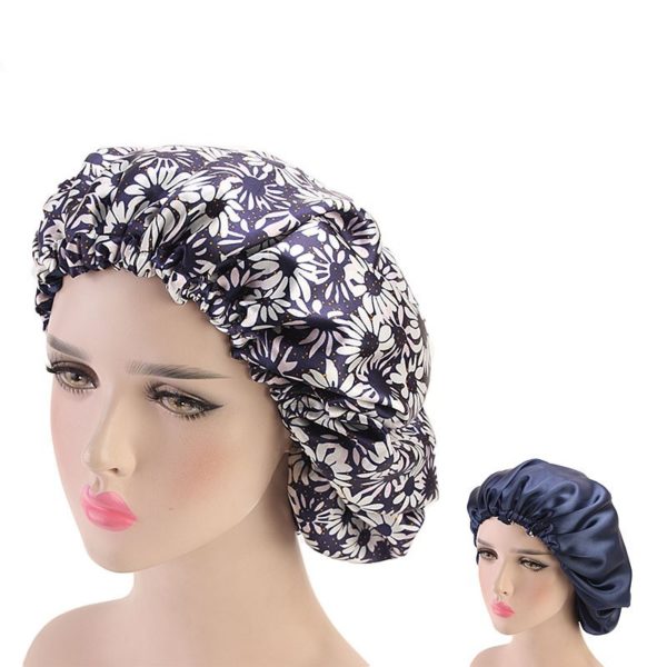 Bonnet de sommeil en satin double dentelles. Bonnet de couchage. Bonnet de nuit en satin pour femmes – Image 8