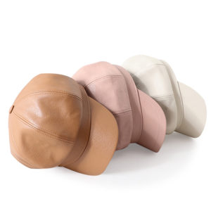 Béret d'hiver rétro en cuir pour femmes