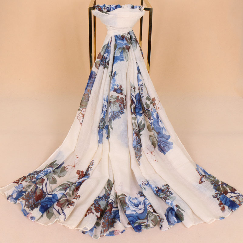Long foulard imprimé fleurs pour femmes