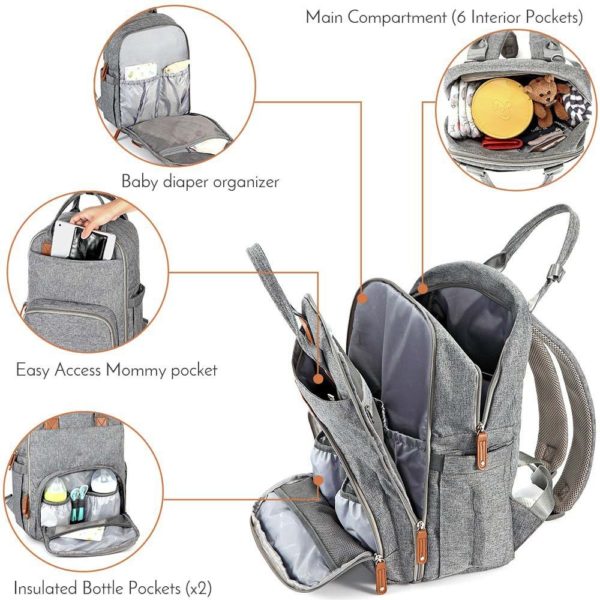 Sac à langer multifonctionnel grande capacité imperméable à l'eau. Sac à couches pour maman et bébé – Image 2