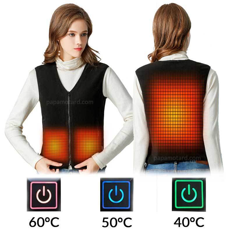 Veste Chauffante Femme - 13 Zones Chauffantes - Batterie 15000mAh Incluse - 3 Températures - Lavable En Machine - Taille S
