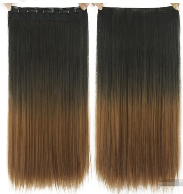Extension de cheveux lisses à clips. Clip de pince à cheveux lisse progressif teint, pièce d'extension de cheveux de couleur T de rideau – Image 3