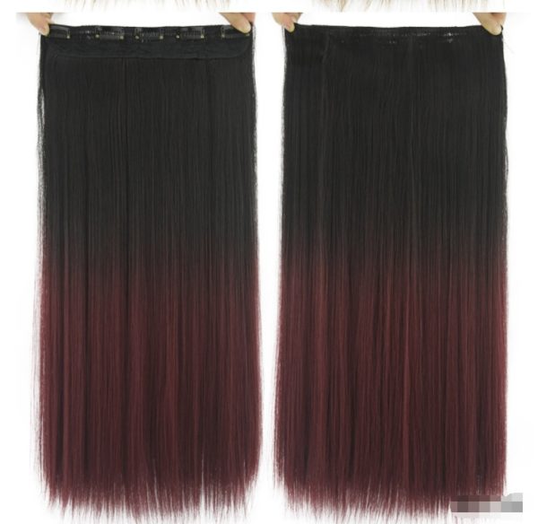 Extension de cheveux lisses à clips. Clip de pince à cheveux lisse progressif teint, pièce d'extension de cheveux de couleur T de rideau – Image 2