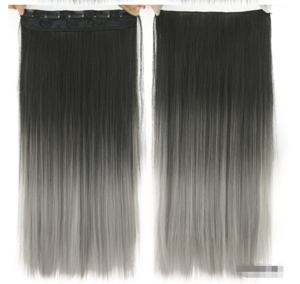 Extension de cheveux lisses à clips. Clip de pince à cheveux lisse progressif teint, pièce d'extension de cheveux de couleur T de rideau – Image 4
