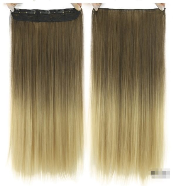 Extension de cheveux lisses à clips. Clip de pince à cheveux lisse progressif teint, pièce d'extension de cheveux de couleur T de rideau – Image 6