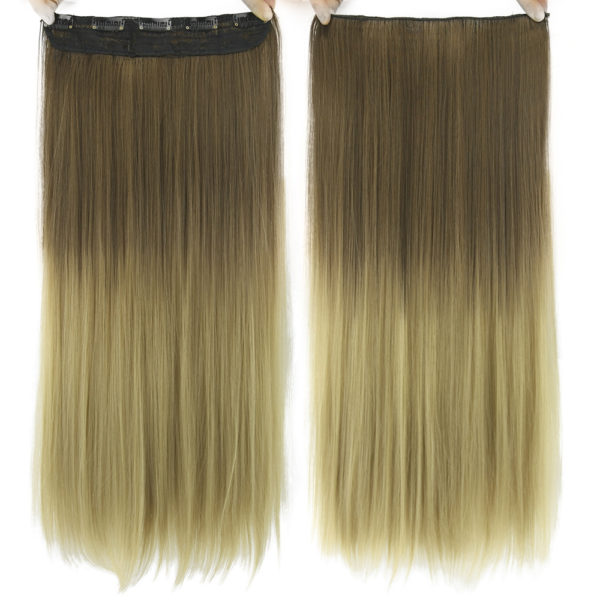 Extension de cheveux lisses à clips. Clip de pince à cheveux lisse progressif teint, pièce d'extension de cheveux de couleur T de rideau – Image 7