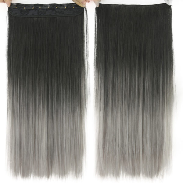 Extension de cheveux lisses à clips. Clip de pince à cheveux lisse progressif teint, pièce d'extension de cheveux de couleur T de rideau – Image 9