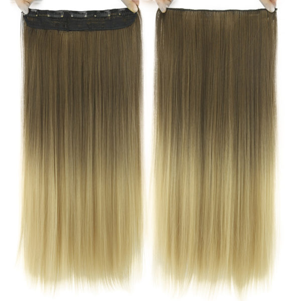 Extension de cheveux lisses à clips. Clip de pince à cheveux lisse progressif teint, pièce d'extension de cheveux de couleur T de rideau – Image 10