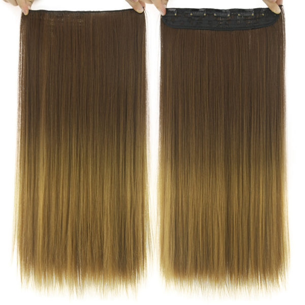 Extension de cheveux lisses à clips. Clip de pince à cheveux lisse progressif teint, pièce d'extension de cheveux de couleur T de rideau – Image 8