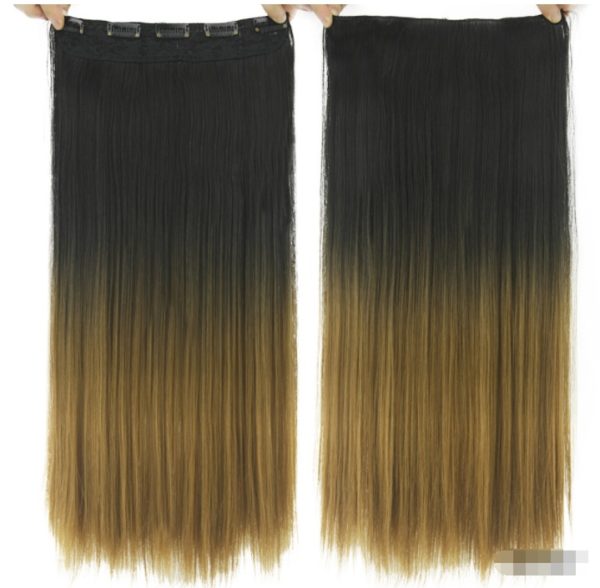 Extension de cheveux lisses à clips. Clip de pince à cheveux lisse progressif teint, pièce d'extension de cheveux de couleur T de rideau – Image 11