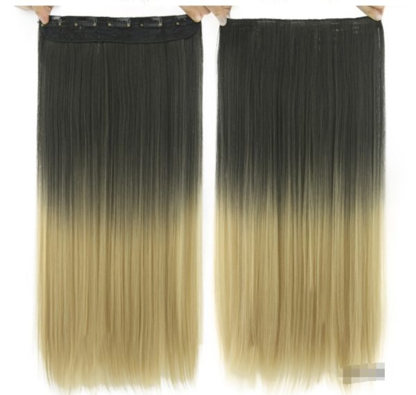 Extension de cheveux lisses à clips. Clip de pince à cheveux lisse progressif teint, pièce d'extension de cheveux de couleur T de rideau – Image 12