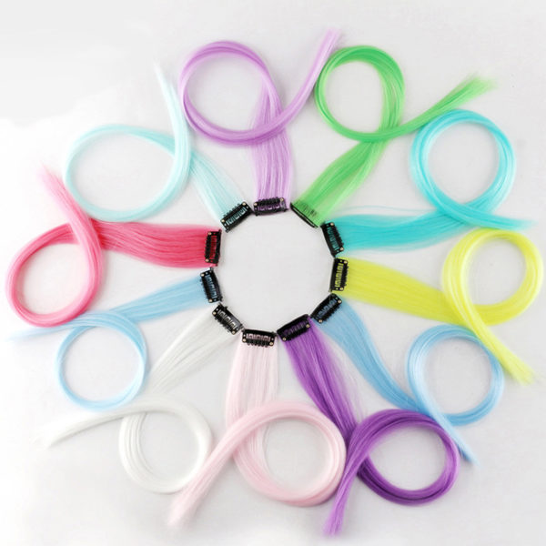 Extension cheveux à clips. Clip DIY lumineux dans les cheveux couleur arc-en-ciel – Image 14