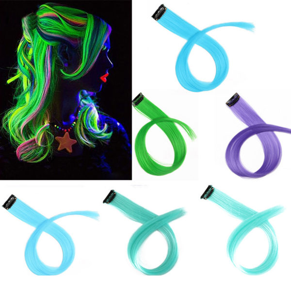 Extension cheveux à clips. Clip DIY lumineux dans les cheveux couleur arc-en-ciel – Image 13