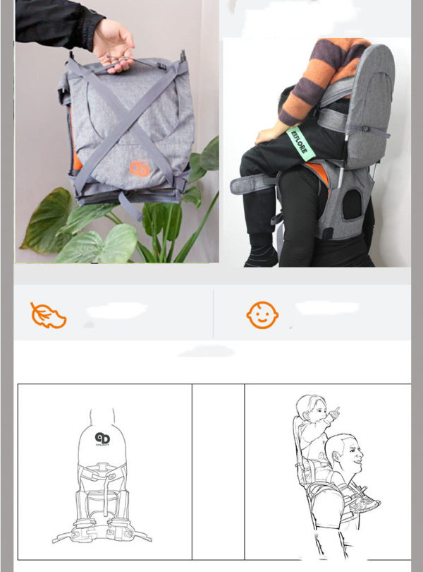 Porte-bébé. Siège d'épaule à selle haute solide pour enfants. – Image 5