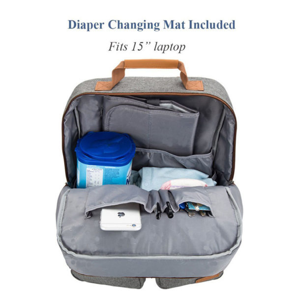 Sac à langer en toile multifonctionnel imperméable à l'eau. Sac à couches grande capacité. Sac à dos pour maman-bébé – Image 5