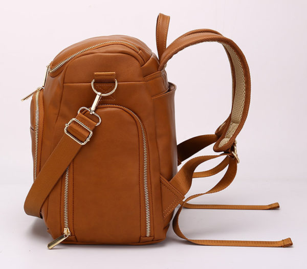 Sac à langer en cuir multifonctionnel. Sac à couches grande capacité. Sac à dos pour maman-bébé – Image 3