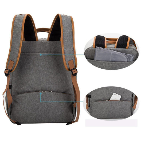 Sac à langer en toile multifonctionnel imperméable à l'eau. Sac à couches grande capacité. Sac à dos pour maman-bébé – Image 4