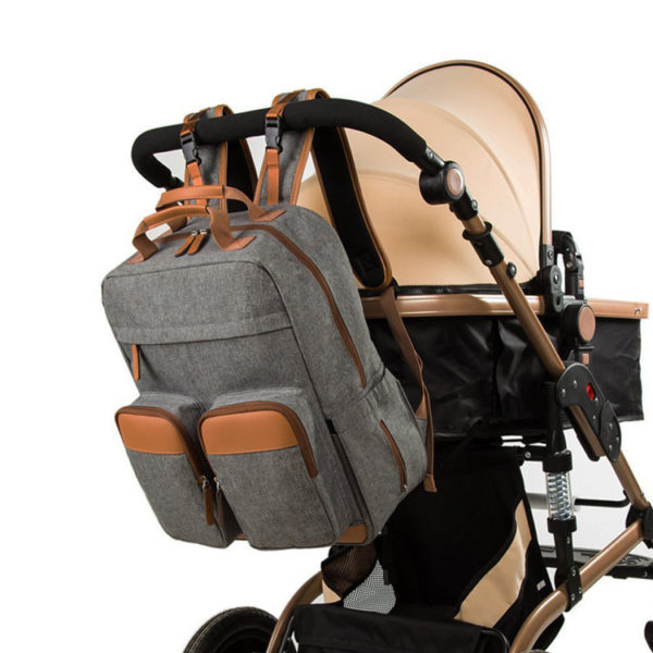 Sac à langer en toile multifonctionnel imperméable à l'eau. Sac à couches grande capacité. Sac à dos pour maman-bébé – Image 2