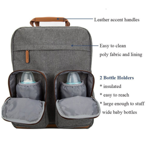 Sac à langer en toile multifonctionnel imperméable à l'eau. Sac à couches grande capacité. Sac à dos pour maman-bébé – Image 3