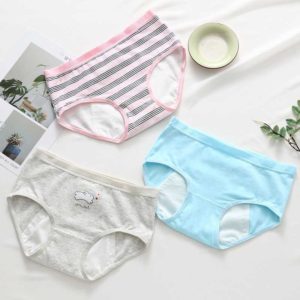Culotte menstruelle étanche en coton pour filles