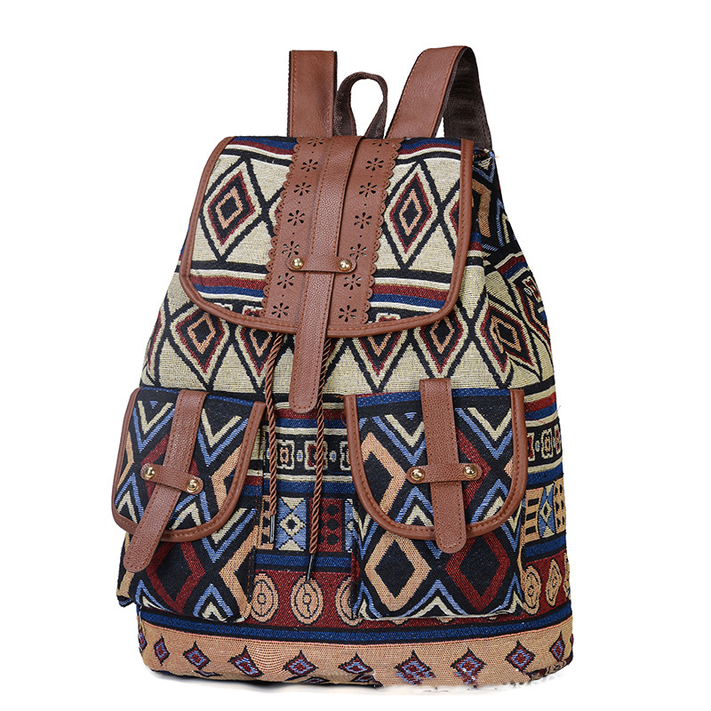 Sac à dos femme en toile de style ethnique – Image 2