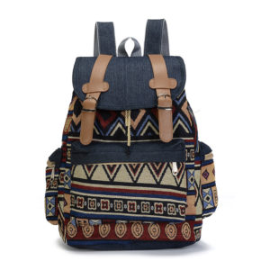 Sac à dos en toile de style ethnique pour femmes