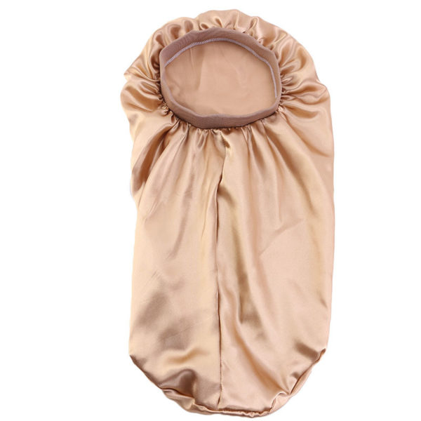 Bonnet de nuit long en satin avec bandeau extensible pour femmes – Image 3