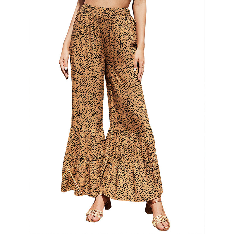 Pantalon femme décontracté à jambes larges à imprimé léopard – Image 2