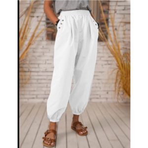 Pantalon en coton et polyester avec poches Bloomers décontractées pour femmes
