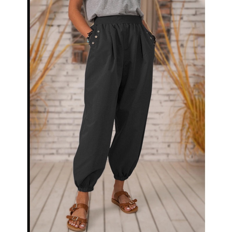Pantalon en coton et polyester avec poches Bloomers décontractées pour femmes – Image 3