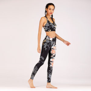 Costume floral de yoga et fitness de style européen et américain pour femmes