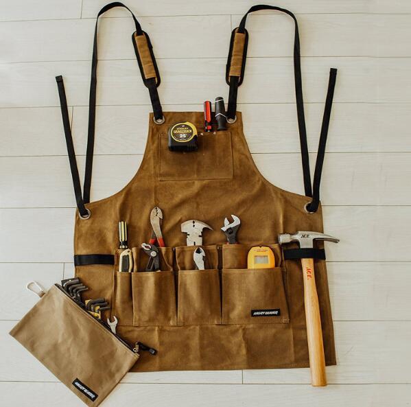Tablier de travail. Tablier à outils en toile cirée avec plusieurs poches pour hommes et femmes – Image 5