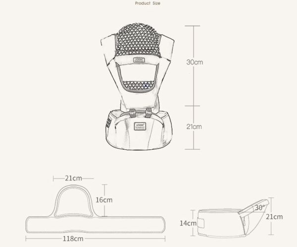 Porte-bébé multifonctionnel, tabouret de taille. Tissu en maille respirant pour Papa-bébé et mama-bébé – Image 4