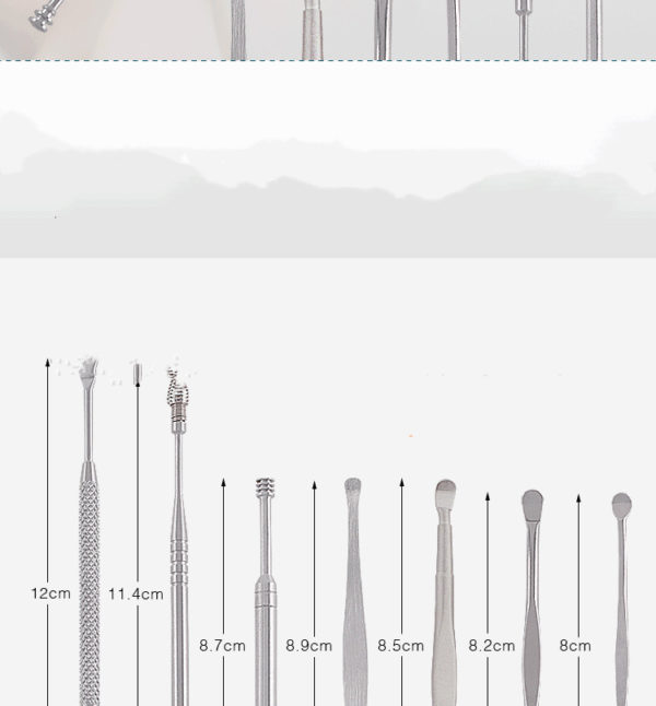 8 pièces. Outils de nettoyage d'oreilles. Kit de nettoyage des soins d'oreilles. Ensemble de nettoyage. Outils de soins de santé Nettoyant dissolvant de cire d'oreilles – Image 3