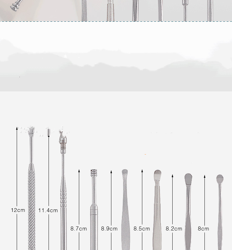 8 pièces. Outils de nettoyage d'oreilles. Kit de nettoyage des soins d'oreilles. Ensemble de nettoyage. Outils de soins de santé Nettoyant dissolvant de cire d'oreilles – Image 3