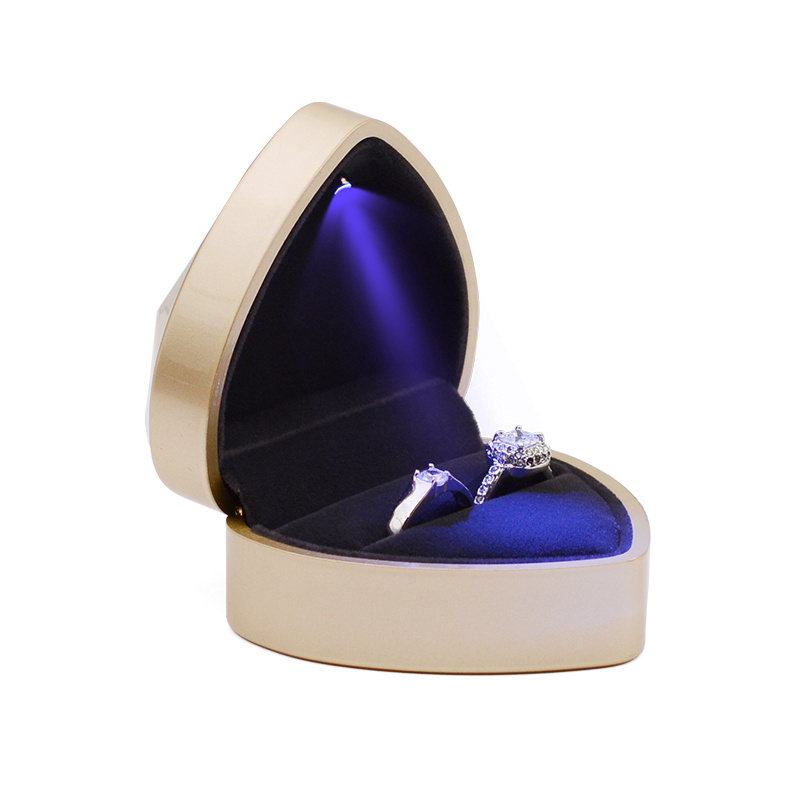 Boîte à bagues de mariage et de fiançailles avec lumière. Boîte de rangement de bagues – Image 9