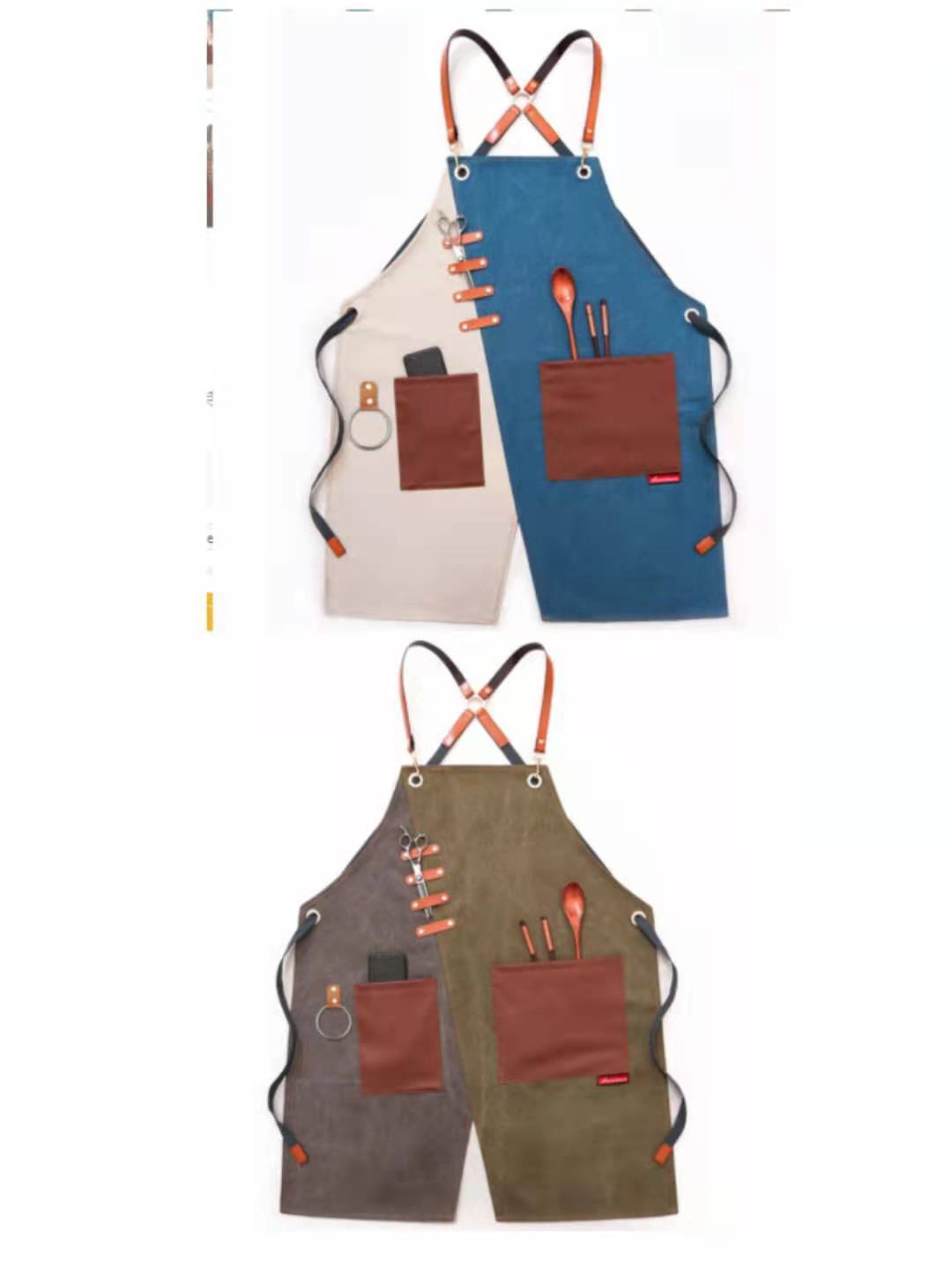 Tablier de travail. Vêtement de travail imprimé en denim. Tablier pour hommes et femmes – Image 17