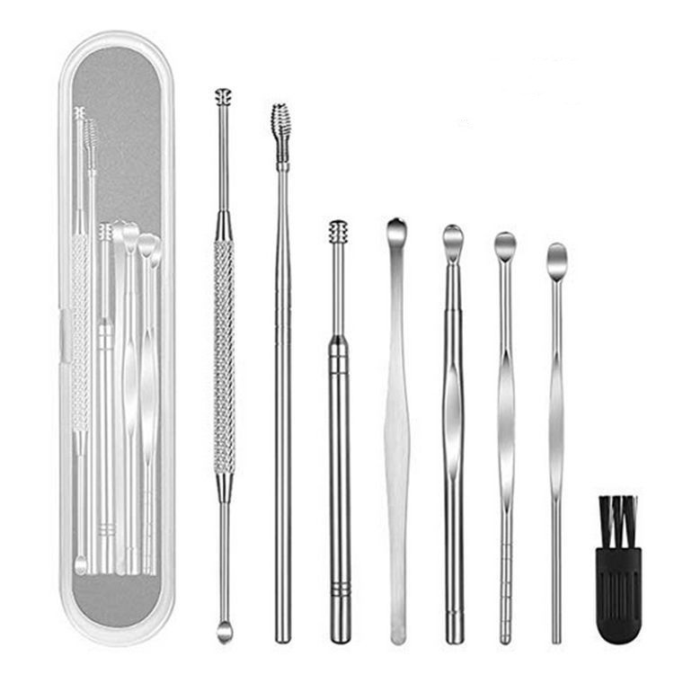 8 pièces. Outils de nettoyage d'oreilles. Kit de nettoyage des soins d'oreilles. Ensemble de nettoyage. Outils de soins de santé Nettoyant dissolvant de cire d'oreilles