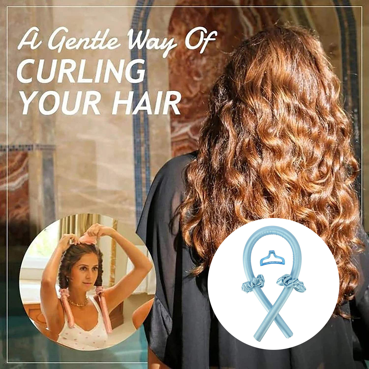4 pièces ensembles. Tige de curling sans chaleur. Fer à friser pour dormir – Image 2