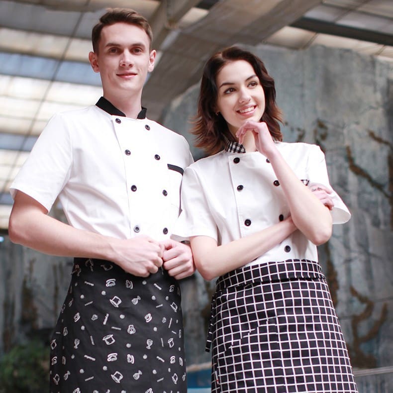 Veste de boulangerie-confiserie et tea-room à manches courtes. Veste de cuisine pour hommes et femmes