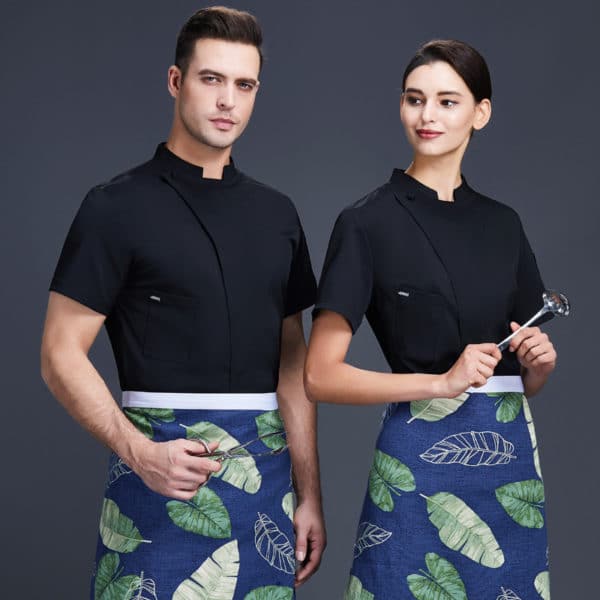 Veste de restaurant-pizzeria et cafétéria à manches courtes. Veste de cuisine pour hommes et femmes – Image 2