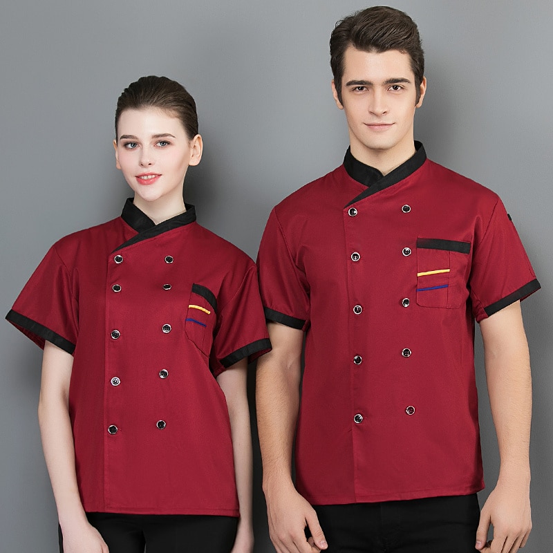 Veste de restaurant-pizzeria et cafétéria à manches courtes. Veste de cuisine pour hommes et femmes – Image 3